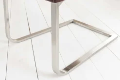 Freischwinger Stuhl SAMSON dark coffee Edelstahlrahmen mit Komfortgriff