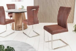 Freischwinger Stuhl SAMSON dark coffee Edelstahlrahmen mit Komfortgriff