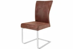Freischwinger Stuhl SAMSON dark coffee Edelstahlrahmen mit Komfortgriff