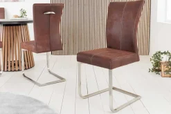 Freischwinger Stuhl SAMSON dark coffee Edelstahlrahmen mit Komfortgriff