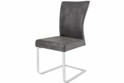 Freischwinger Stuhl SAMSON vintage grau Edelstahlrahmen mit Komfortgriff