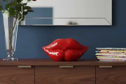 Glamouröse Deko-Figur DISCO LIP 30cm rot Glas-Mosaik-Design handmade