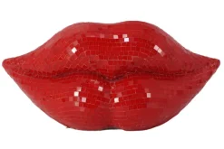 Glamouröse Deko-Figur DISCO LIP 30cm rot Glas-Mosaik-Design handmade
