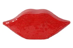 Glamouröse Deko-Figur DISCO LIP 30cm rot Glas-Mosaik-Design handmade