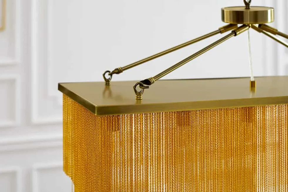 Glamouröse Hängelampe ROYAL 80cm messing gold Metall Ketten-Design Hängeleuchte