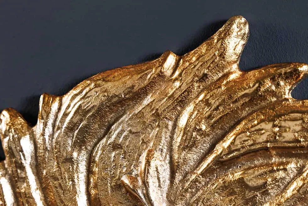 Goldene Wanddeko WILDLIFE LION 35cm gold Metall Löwenkopf-Skulptur handmade