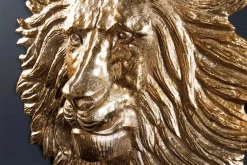 Goldene Wanddeko WILDLIFE LION 35cm gold Metall Löwenkopf-Skulptur handmade