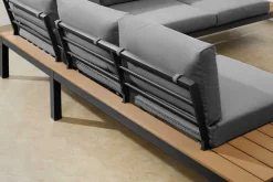 Große Garten Sitzgruppe MIAMI LOUNGE 240cm anthrazit Aluminium wetterfest Outdoor inkl. Kissen