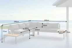 Große Garten Sitzgruppe MIAMI LOUNGE 240cm anthrazit Aluminium wetterfest Outdoor inkl. Kissen