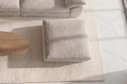 Großer Hocker SOHO 100cm beige Chenillestoff Polsterhocker mit Wellenunterfederung