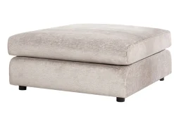 Großer Hocker SOHO 100cm beige Chenillestoff Polsterhocker mit Wellenunterfederung
