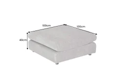 Großer Hocker SOHO 100cm grau Chenillestoff Polsterhocker mit Wellenunterfederung