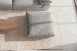 Großer Hocker SOHO 100cm grau Chenillestoff Polsterhocker mit Wellenunterfederung