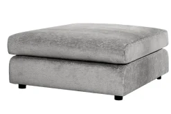 Großer Hocker SOHO 100cm grau Chenillestoff Polsterhocker mit Wellenunterfederung