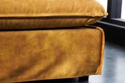 Großer Hussenhocker HEAVEN 100cm senfgelb Samt Landhausstil Sofahocker waschbarer Bezug