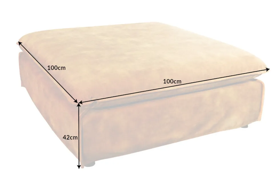 Großer Hussenhocker HEAVEN 100cm senfgelb Samt Landhausstil Sofahocker waschbarer Bezug