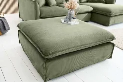 Großer Sitzhocker HEAVEN 100cm grün Cord Sofahocker abnehmbarer Bezug