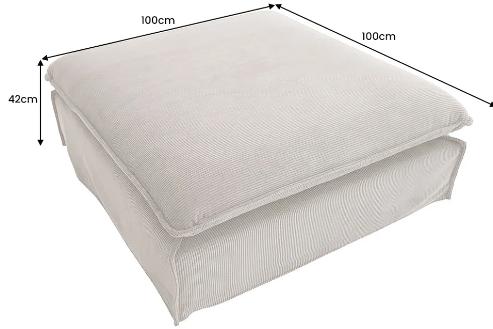 Großer Sitzhocker HEAVEN 100cm grün Cord Sofahocker abnehmbarer Bezug