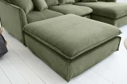 Großer Sitzhocker HEAVEN 100cm grün Cord Sofahocker abnehmbarer Bezug