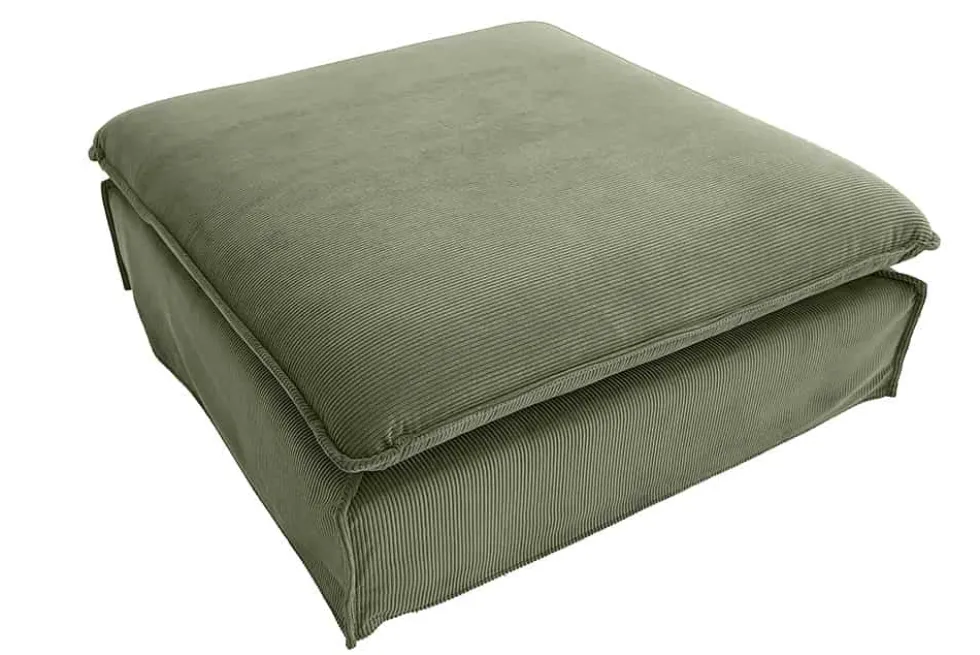 Großer Sitzhocker HEAVEN 100cm grün Cord Sofahocker abnehmbarer Bezug