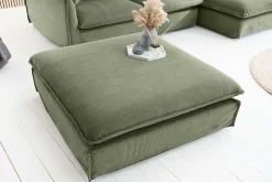 Großer Sitzhocker HEAVEN 100cm grün Cord Sofahocker abnehmbarer Bezug