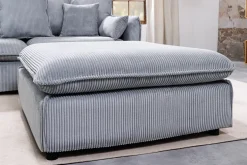 Großer Sitzhocker HEAVEN 100cm hellgrau Cord Federkern Sofahocker abnehmbarer Bezug