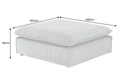 Großer Sitzhocker HEAVEN 100cm hellgrau Cord Federkern Sofahocker abnehmbarer Bezug