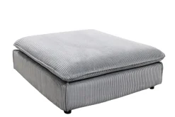 Großer Sitzhocker HEAVEN 100cm hellgrau Cord Federkern Sofahocker abnehmbarer Bezug