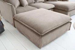 Großer Sitzhocker HEAVEN 100cm greige Cord Sofahocker abnehmbarer Bezug