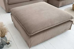 Großer Sitzhocker HEAVEN 100cm greige Cord Sofahocker abnehmbarer Bezug