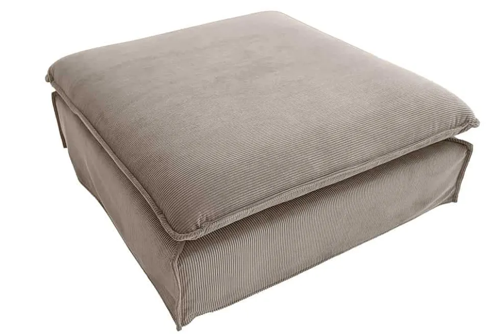 Großer Sitzhocker HEAVEN 100cm greige Cord Sofahocker abnehmbarer Bezug