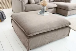 Großer Sitzhocker HEAVEN 100cm greige Cord Sofahocker abnehmbarer Bezug