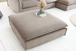 Großer Sitzhocker HEAVEN 100cm greige Cord Sofahocker abnehmbarer Bezug