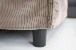 Großer Sitzhocker HEAVEN 100cm greige Cord Sofahocker abnehmbarer Bezug