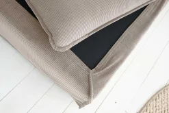 Großer Sitzhocker HEAVEN 100cm greige Cord Sofahocker abnehmbarer Bezug