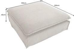 Großer Sitzhocker HEAVEN 100cm greige Cord Sofahocker abnehmbarer Bezug
