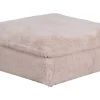Großer Sitzhocker YETI 100cm beige sand Shaggy-Stoff langfloriger Plüsch Sofahocker