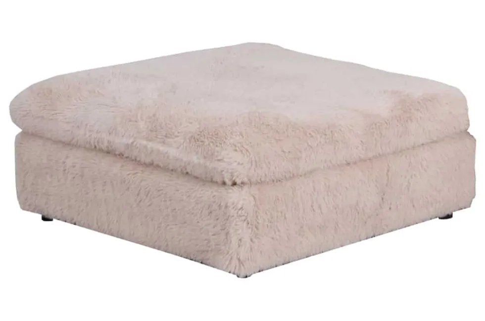 Großer Sitzhocker YETI 100cm beige sand Shaggy-Stoff langfloriger Plüsch Sofahocker