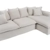 Großes Ecksofa HEAVEN 255cm natur beige Leinenstoff Federkern inkl. Kissen