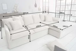 Großes Ecksofa HEAVEN 255cm natur beige Leinenstoff Federkern inkl. Kissen