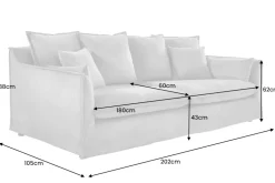 Großes 3-Sitzer Sofa HEAVEN 200cm dunkelgrün Samt Federkern waschbarer Bezug Hussensofa Couch