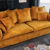 Großes 3-Sitzer Sofa HEAVEN 200cm senfgelb Samt Federkern waschbarer Bezug Hussensofa Couch