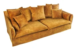 Großes 3-Sitzer Sofa HEAVEN 200cm senfgelb Samt Federkern waschbarer Bezug Hussensofa Couch
