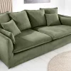 Großes 3-Sitzer Sofa HEAVEN 200cm grün Cord Federkern Hussensofa