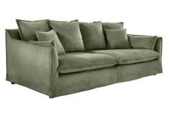 Großes 3-Sitzer Sofa HEAVEN 200cm grün Cord Federkern Hussensofa
