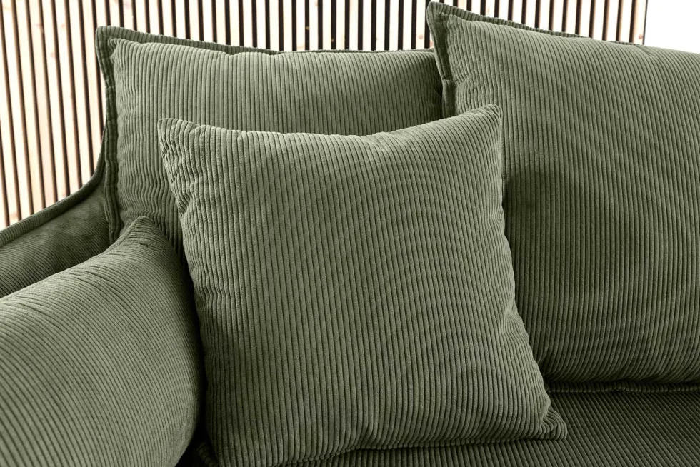 Großes 3-Sitzer Sofa HEAVEN 200cm grün Cord Federkern Hussensofa