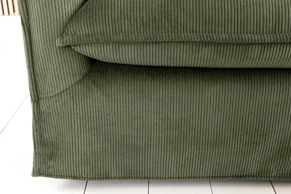 Großes 3-Sitzer Sofa HEAVEN 200cm grün Cord Federkern Hussensofa