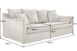 Großes 3-Sitzer Sofa HEAVEN 200cm grün Cord Federkern Hussensofa
