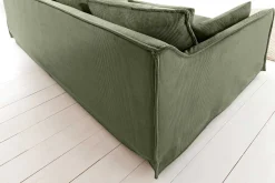 Großes 3-Sitzer Sofa HEAVEN 200cm grün Cord Federkern Hussensofa