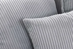 Großes 3-Sitzer Sofa HEAVEN 200cm hellgrau Cord Federkern Hussensofa abnehmbarer Bezug